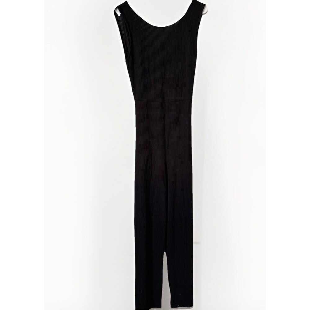 Antistar Jumpsuit Women’s Sz L Black Crossback Wide Leg Soft Comfort Athleisure
